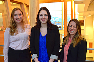 The Okanagan College team: Sarah Kelman, Miranda Birkbeck and Faye Hughes.